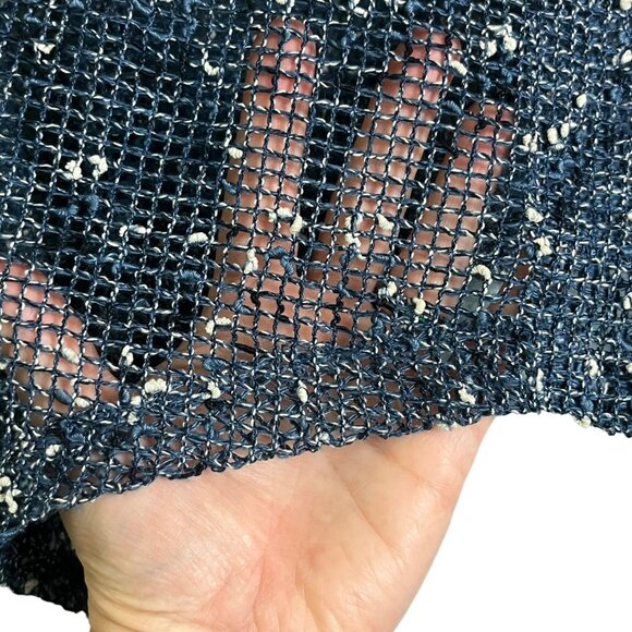 Kaktus Womens Open Weave Blue  Cream Button Down V Neck Top Size Large - Picture 8 of 8